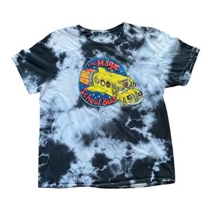 The Magic School Bus Tie Dye Graphic T-Shirt Black White Scholastic Mens Large